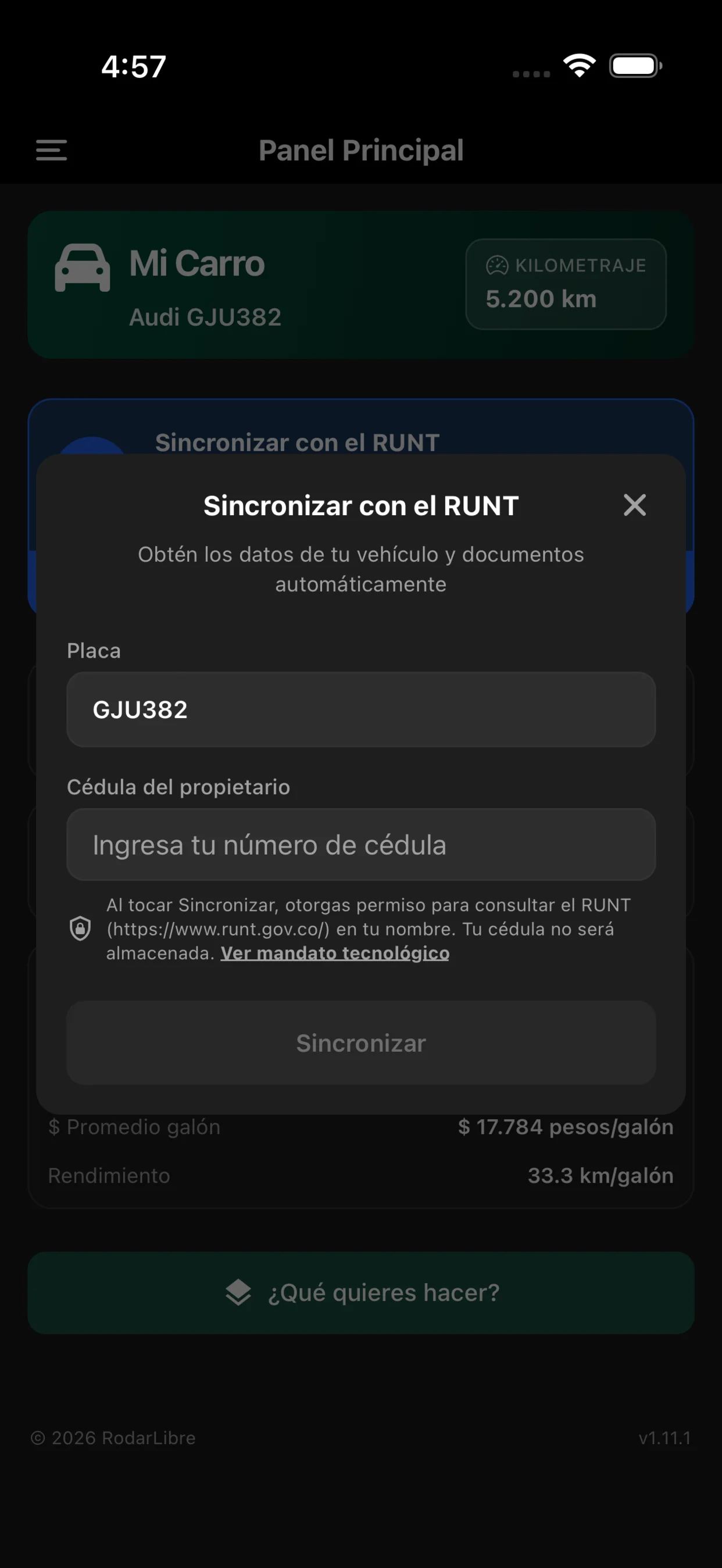 Captura de pantalla de la app RodarLibre